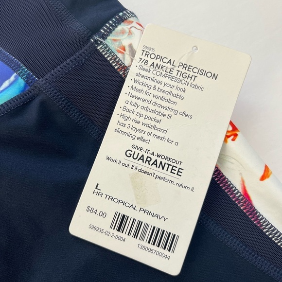 Athleta Tropical Precision 7/8 Ankle Tight Leggings Navy Floral New Size Large - Picture 3 of 10